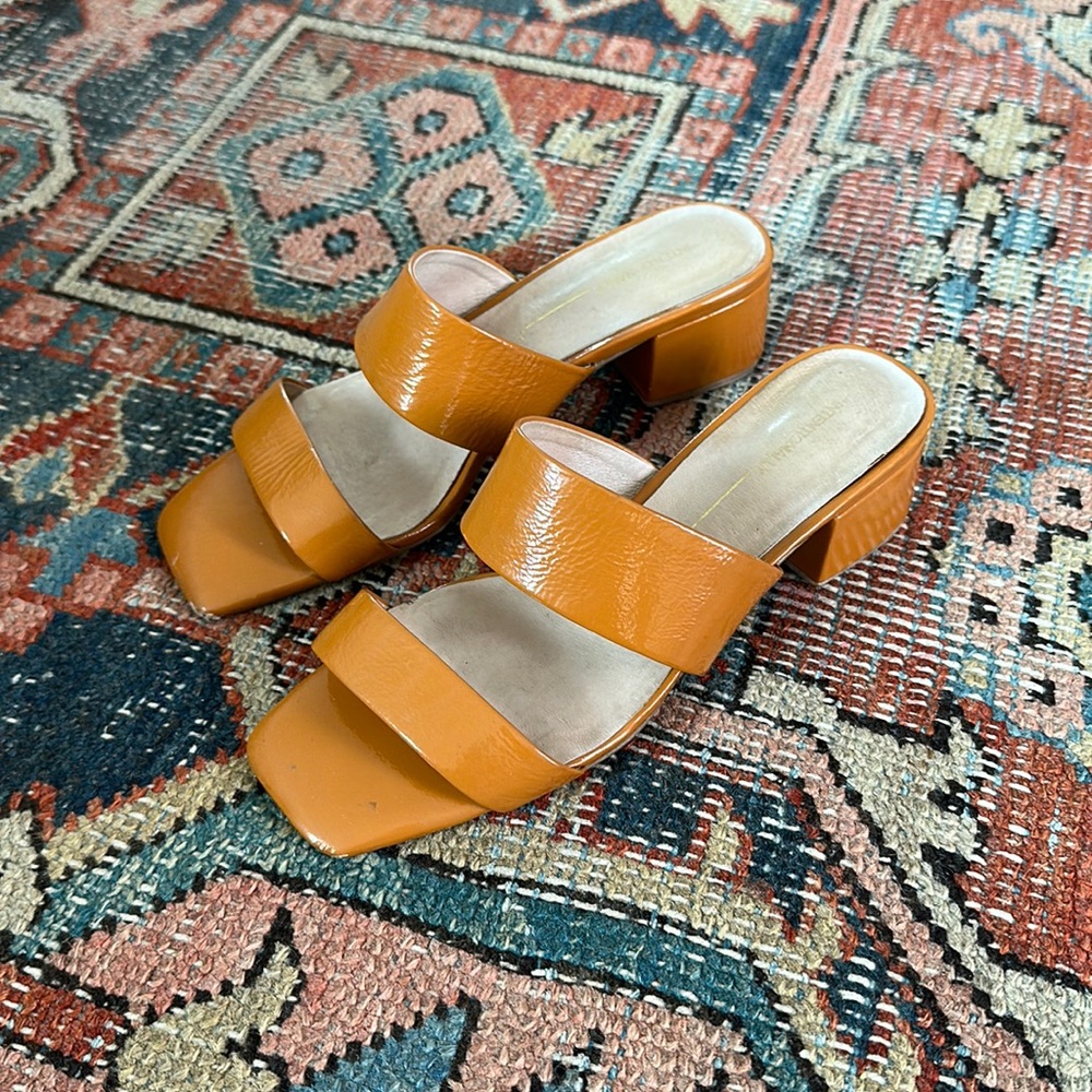 Intentionally Blank Patent Double Strap Midi Heel. Size U.S. 8 (true to size)